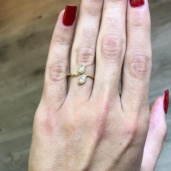 New 14K Solid Gold Fancy Ring CZ Stones - Picture 2 of 5